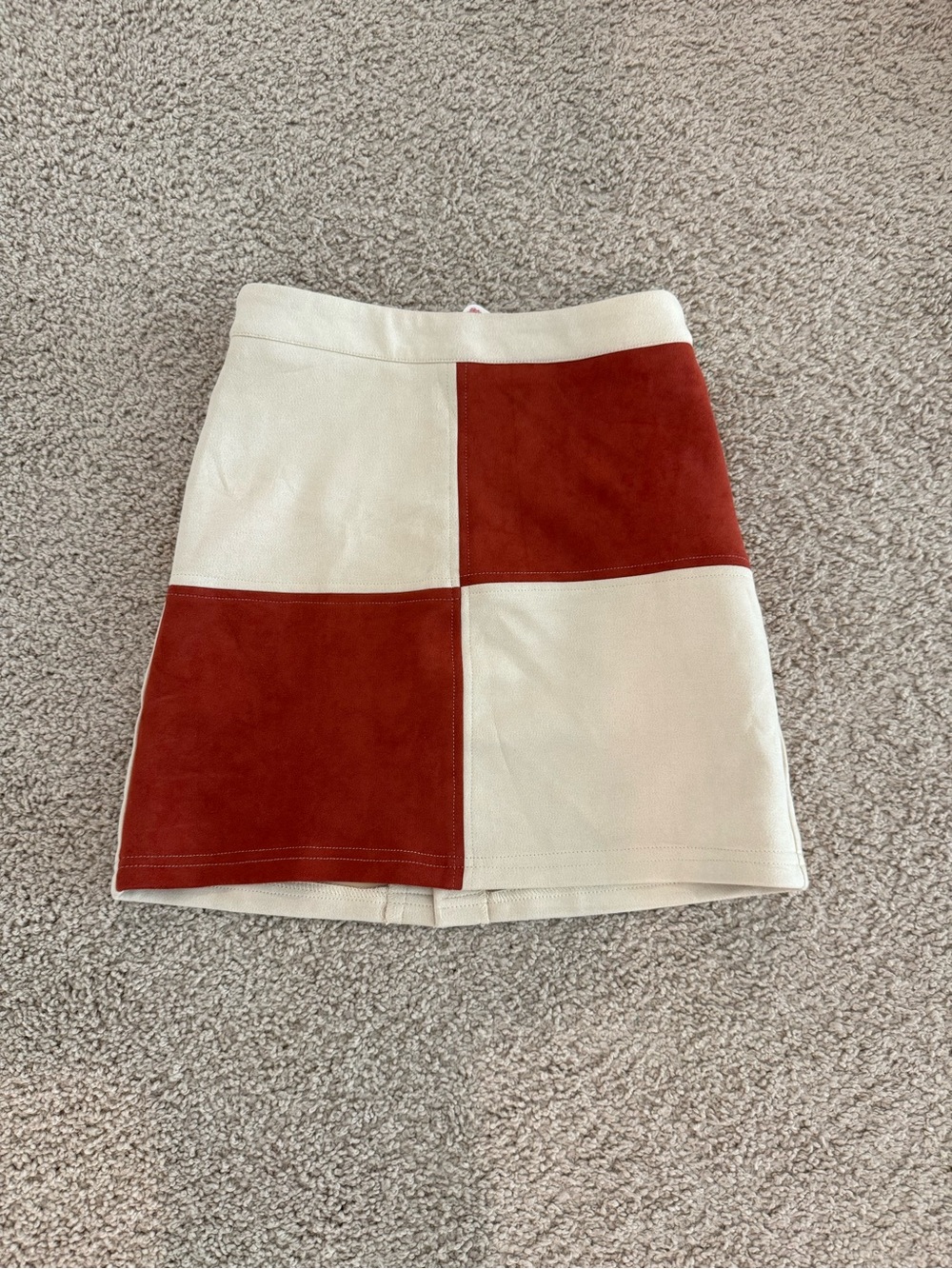 Colorblock Mini Skirt in Cream and Rust